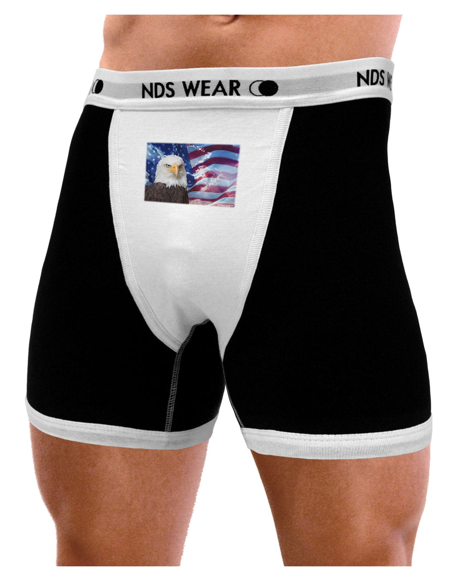 All American Eagle Mens Boxer Brief Underwear-Boxer Briefs-NDS Wear-Black-with-White-Small-NDS WEAR