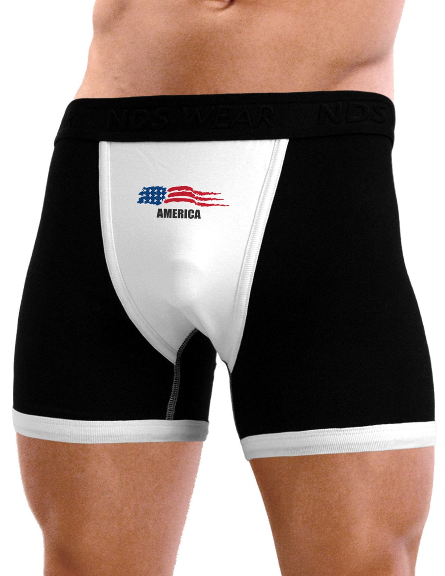 America Flag Mens Boxer Brief Underwear-Boxer Briefs-NDS Wear-Black-with-White-Small-NDS WEAR