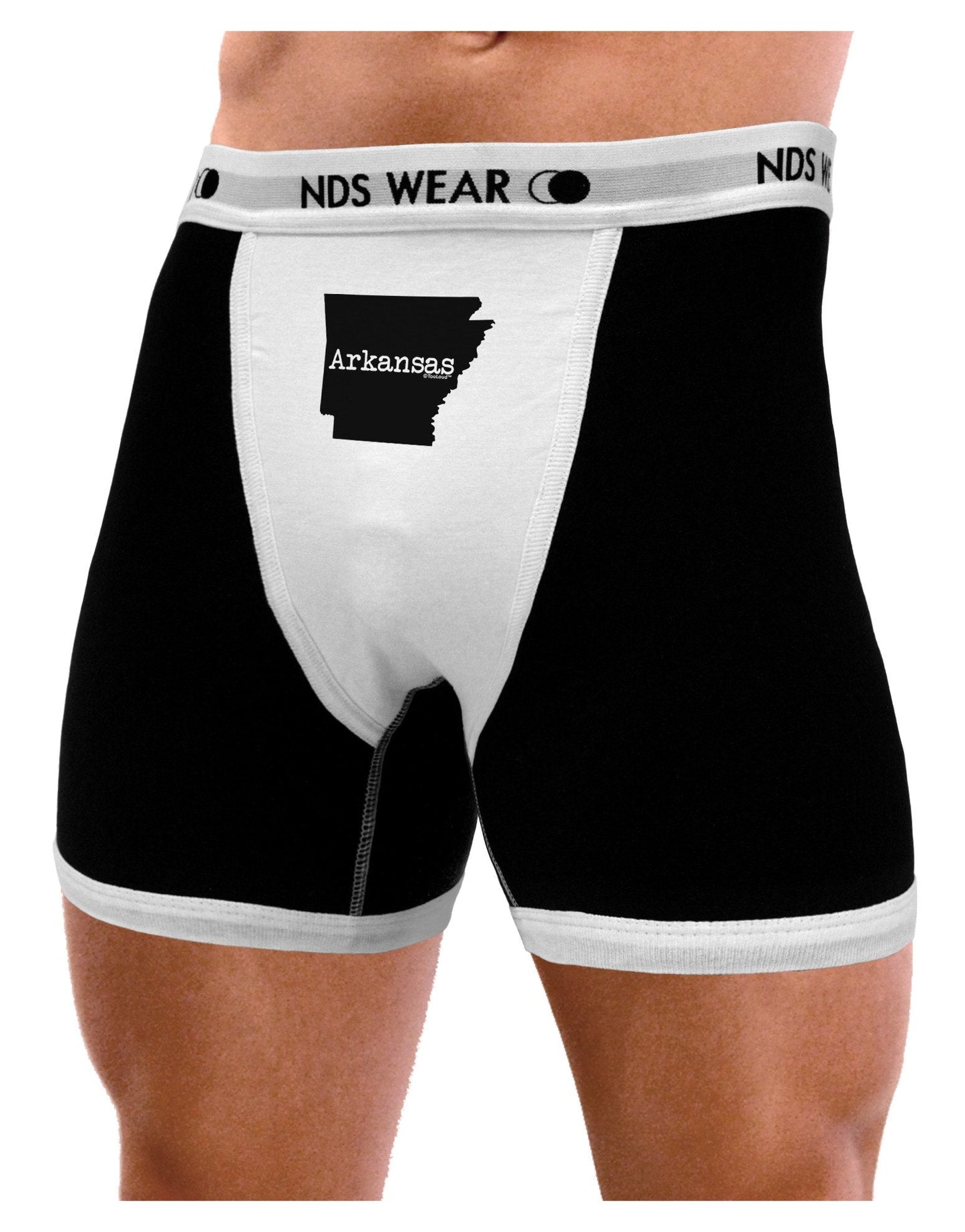 Arkansas - United States Shape Mens Boxer Brief Underwear by TooLoud-Boxer Briefs-NDS Wear-Black-with-White-Small-NDS WEAR
