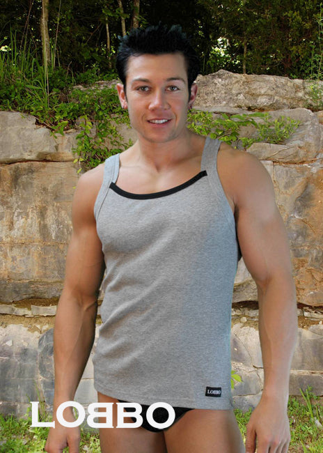 Contrast Square Tank Top By LOBBO-NDS Wear-Lobbo-Small-Grey/Black-NDS WEAR
