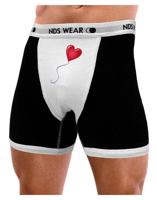 Cute Red Heart Balloon Mens Boxer Brief Underwear-Boxer Briefs-NDS Wear-Black-with-White-Small-NDS WEAR