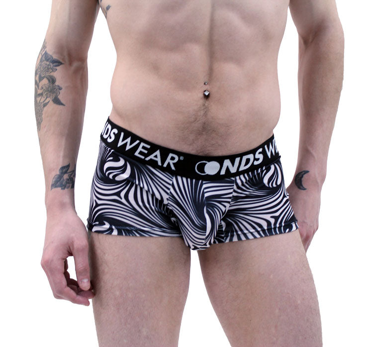 Festivo Black and White Men's Short Trunk Underwear-Mens Trunk Underwear-NDS Wear-NDS WEAR
