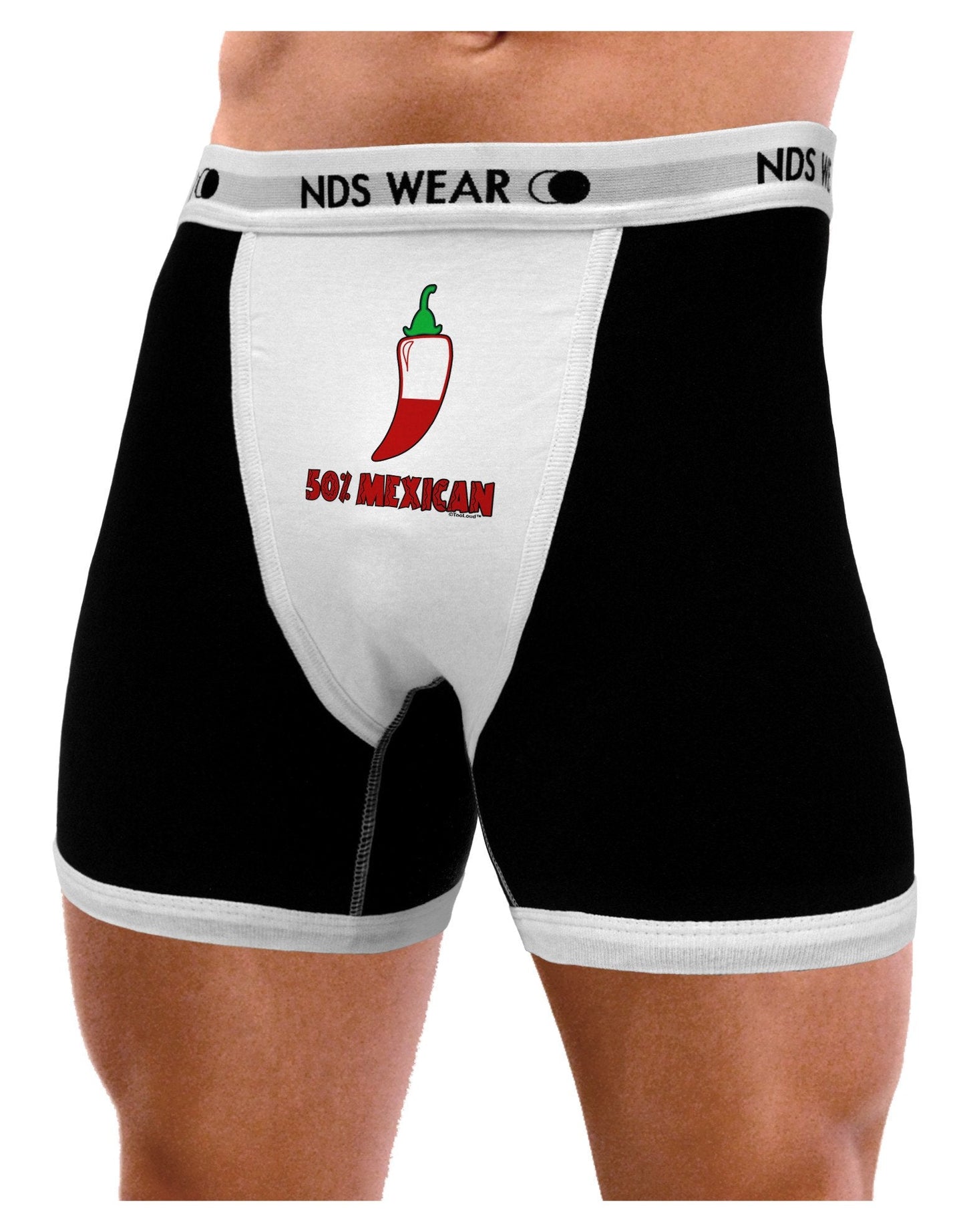 Fifty Percent Mexican Mens Boxer Brief Underwear-Boxer Briefs-NDS Wear-Black-with-White-Small-NDS WEAR
