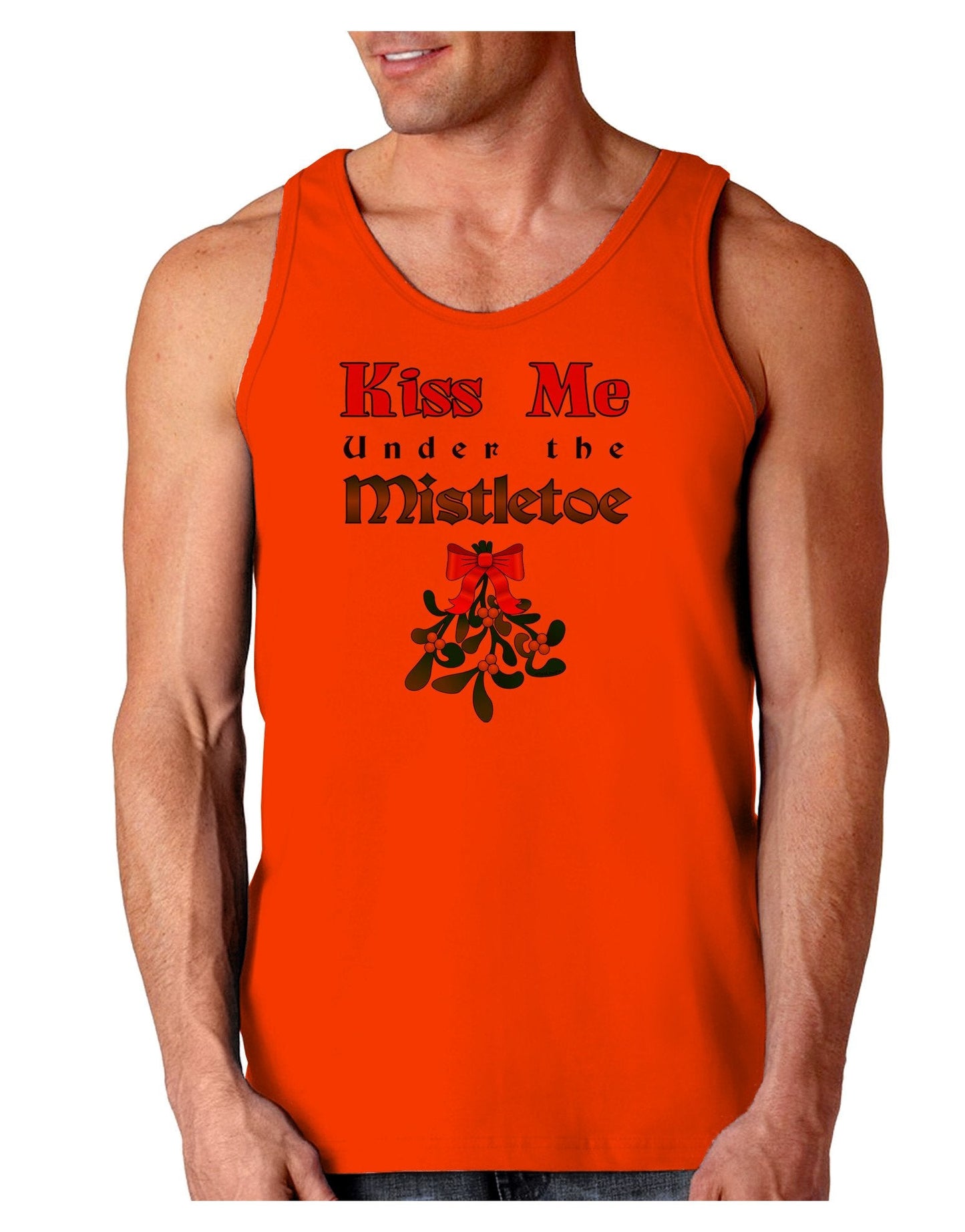 Kiss Me Under the Mistletoe Christmas Loose Tank Top-Loose Tank Top-TooLoud-Orange-Small-NDS WEAR