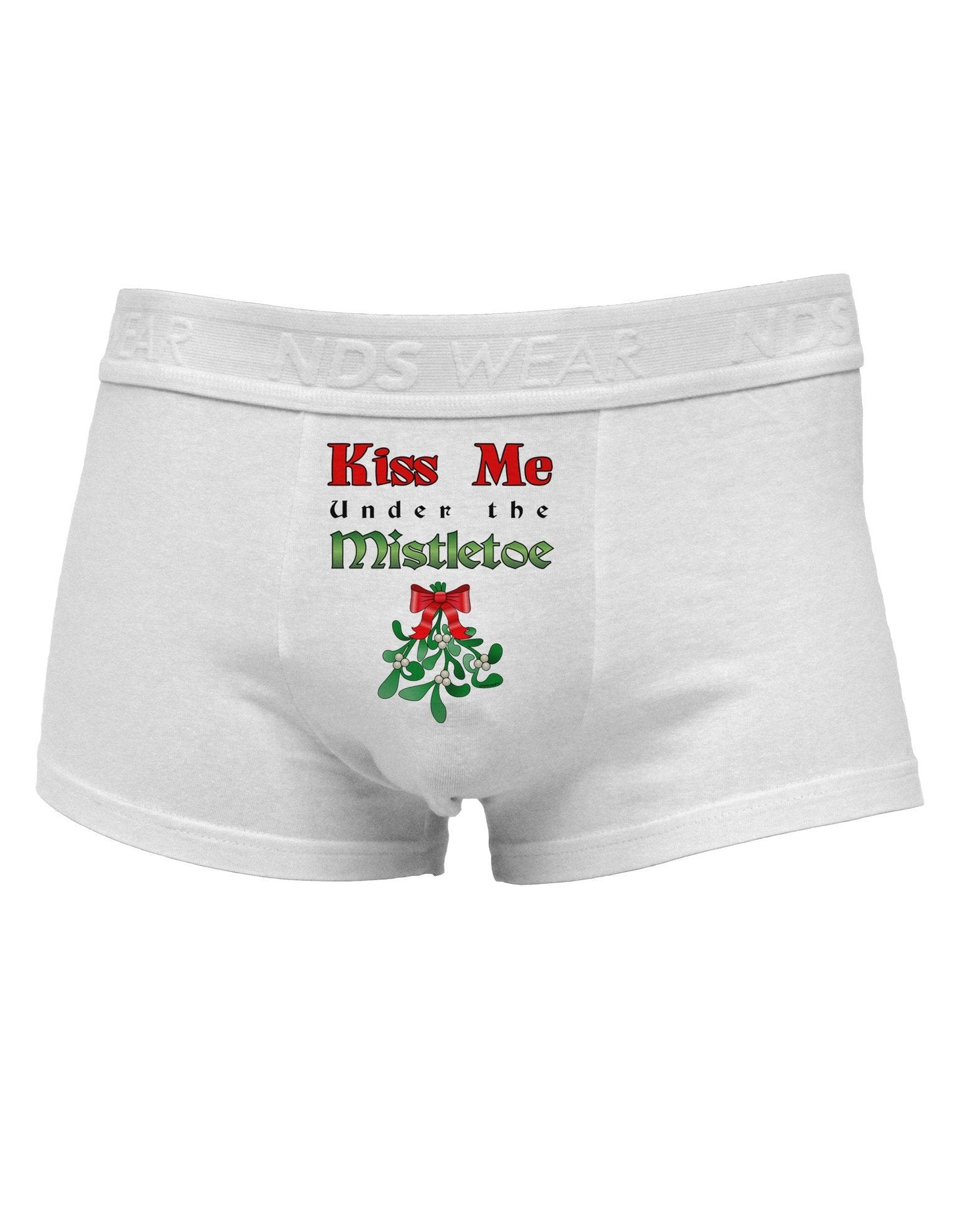 Kiss Me Under the Mistletoe Christmas Mens Cotton Trunk Underwear-TooLoud-White-Small-NDS WEAR