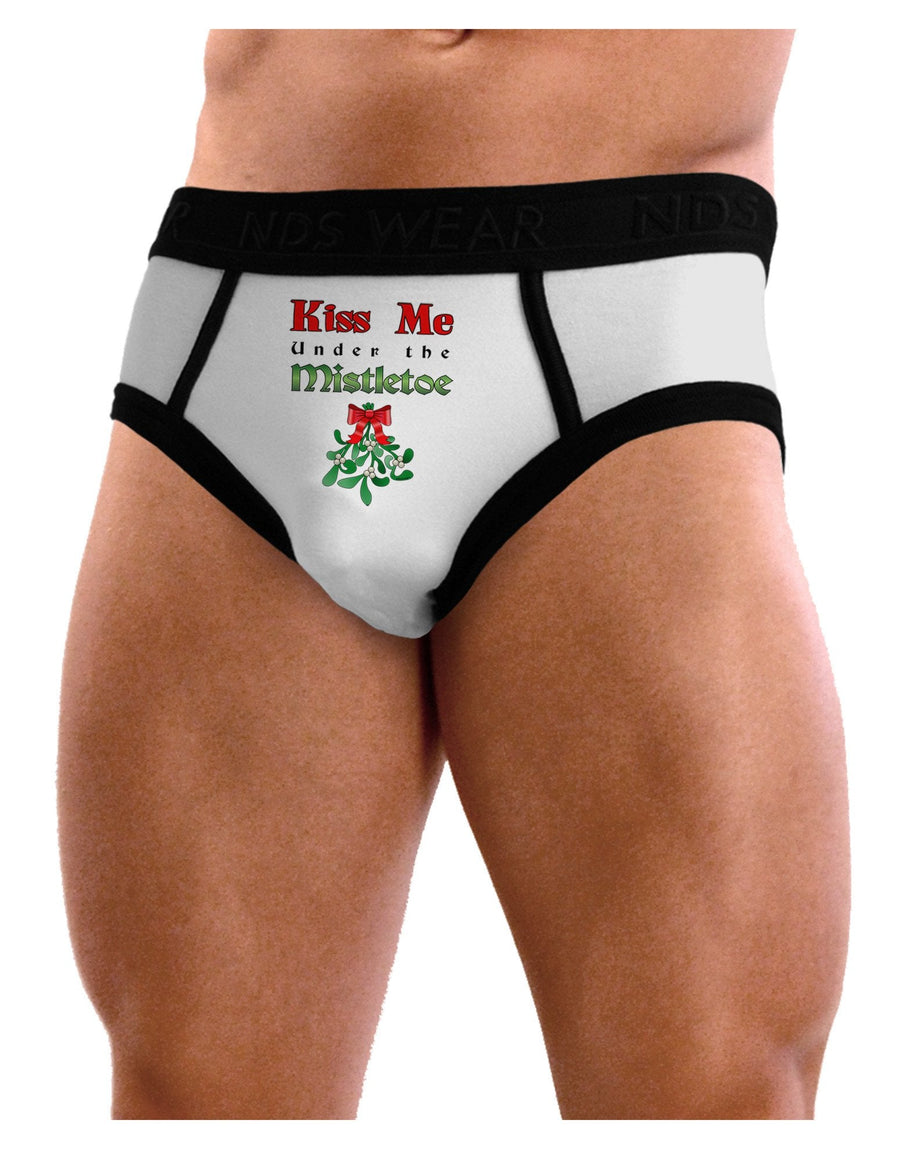 Kiss Me Under the Mistletoe Christmas Mens NDS Wear Briefs Underwear-Mens Briefs-NDS Wear-White-Small-NDS WEAR