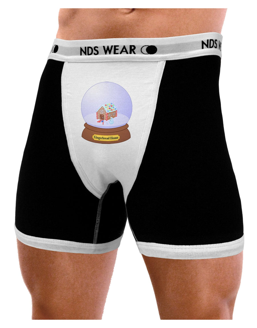 Little Gingerbread House Snow Globe Mens Boxer Brief Underwear by TooLoud-Boxer Briefs-NDS Wear-Black-with-White-Small-NDS WEAR