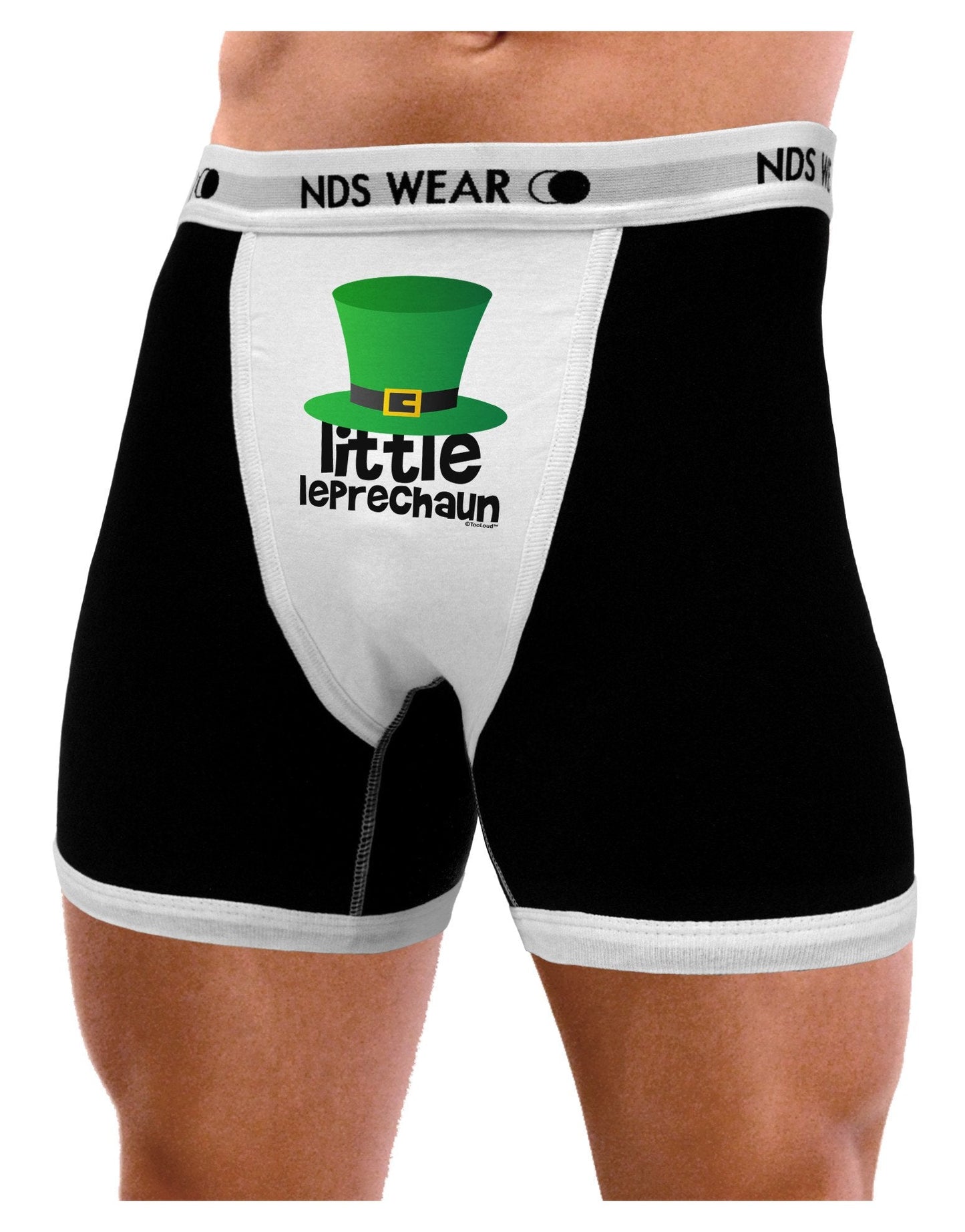 Little Leprechaun - St. Patrick‘s Day Mens NDS Wear Boxer Brief Underwear-Boxer Briefs-NDS Wear-Black-with-White-Small-NDS WEAR