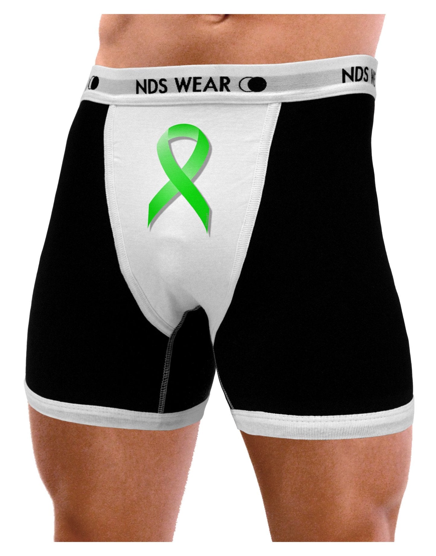 Lyme Disease Awareness Ribbon - Lime Green Mens Boxer Brief Underwear-Boxer Briefs-NDS Wear-Black-with-White-Small-NDS WEAR