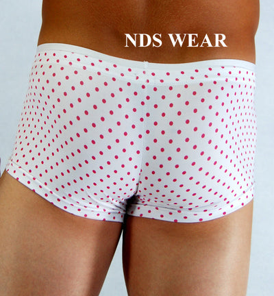 Men's Trunk White With Pink Dots-NDS Wear-ABCunderwear.com-NDS WEAR