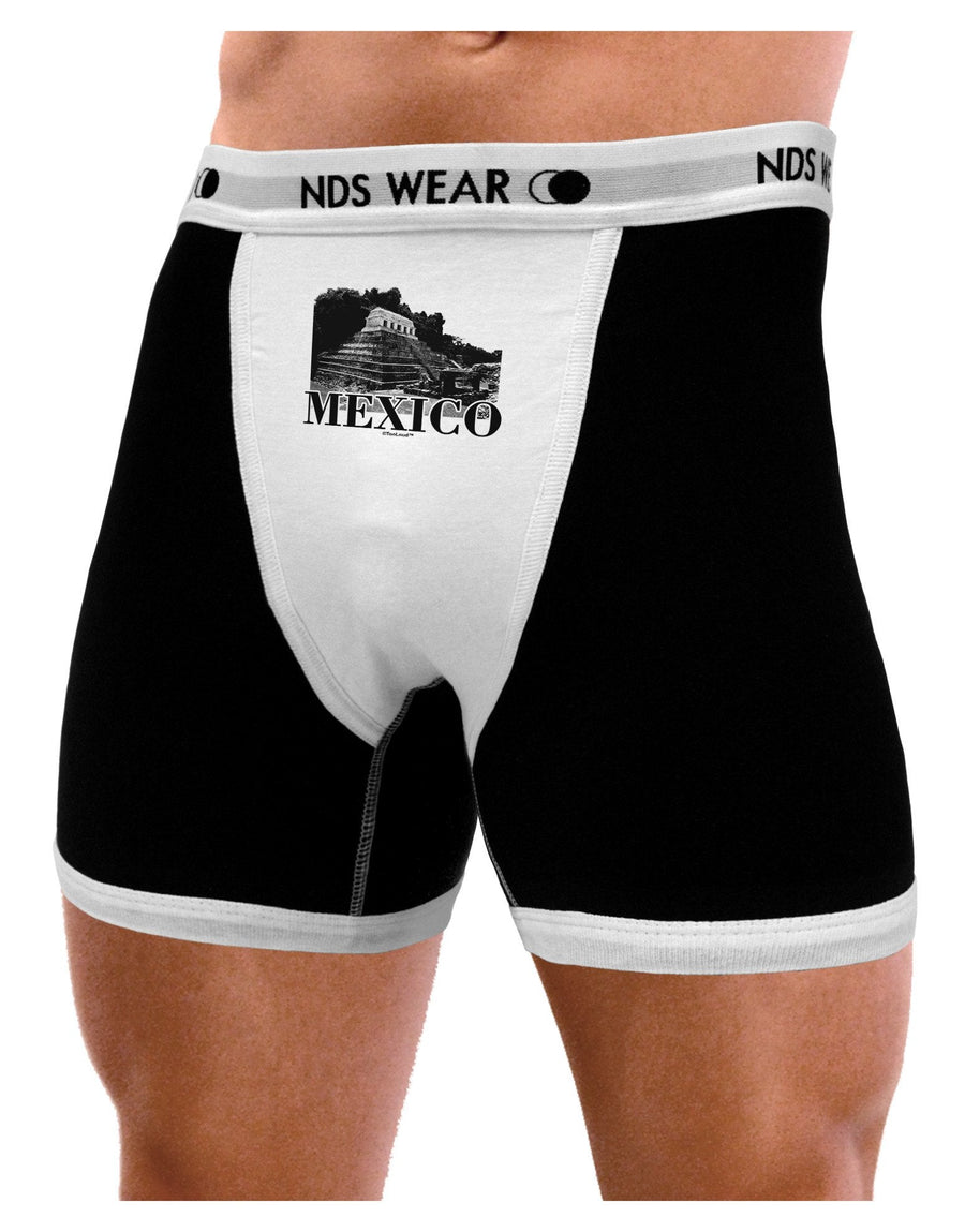 Mexico - Temple No 2 Mens Boxer Brief Underwear-Boxer Briefs-NDS Wear-Black-with-White-Small-NDS WEAR