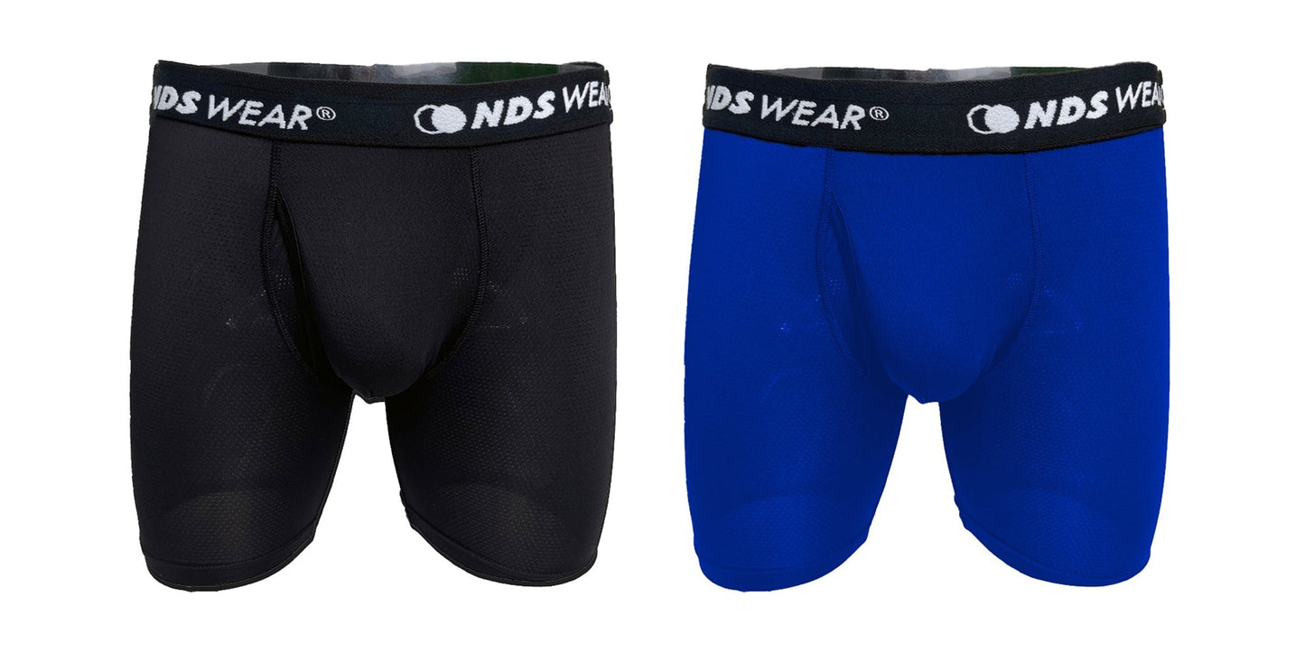 NDS Wear Men’s Sport Mesh Boxer Briefs – Breathable Fly Front Underwear 2-Pack-Boxer Briefs-NDS Wear-Black/Blue-Small-NDS WEAR