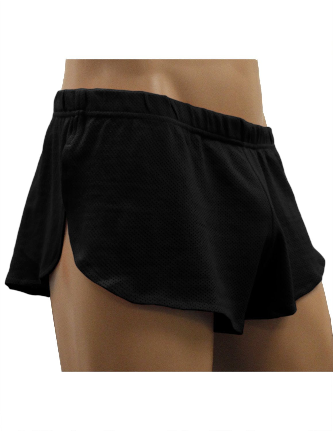 NDS Wear Mens Cotton Mesh Side Split Short Black-Mens Shorts-NDS Wear-NDS WEAR