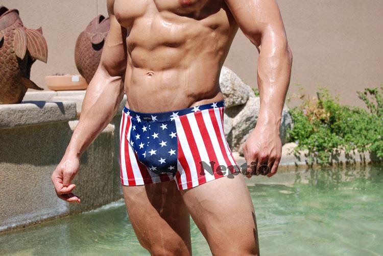 Neptio Stars & Stripes Swimsuit Square Cut Swimwear for Men - American Pride-mens midcut swimsuit-NDS Wear-Medium-NDS WEAR
