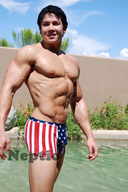 Neptio Stars & Stripes Swimsuit Square Cut Swimwear for Men - American Pride-mens midcut swimsuit-NDS Wear-NDS WEAR