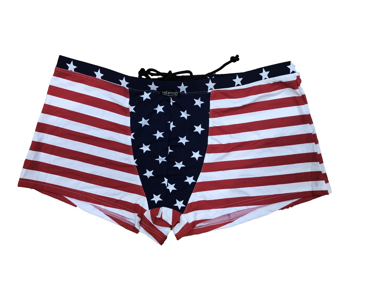 Neptio Stars & Stripes Swimsuit Square Cut Swimwear for Men - American Pride-mens midcut swimsuit-NDS Wear-Small-NDS WEAR