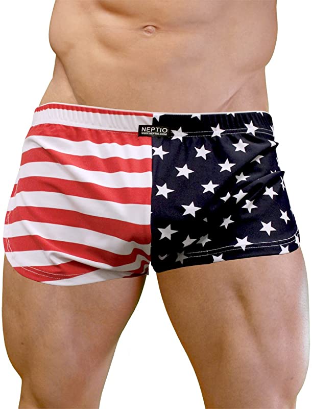 Neptio USA Flag Retro Men's Athletic Side Split Shorts or Swimsuit-Swim Trunks-NDS Wear-Small-NDS WEAR