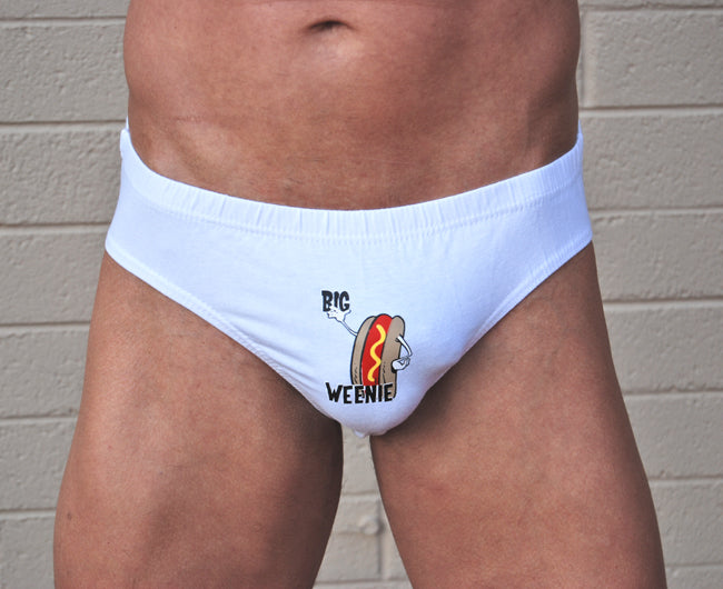 Novelty Underwear Big Weenie Brief-Mens Brief-lobbo-Small-White-NDS WEAR