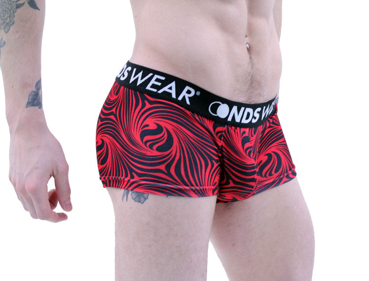 Red Black Cappuccino Stripes Men's Short Trunk Underwear-Mens Trunk Underwear-NDS Wear-NDS WEAR