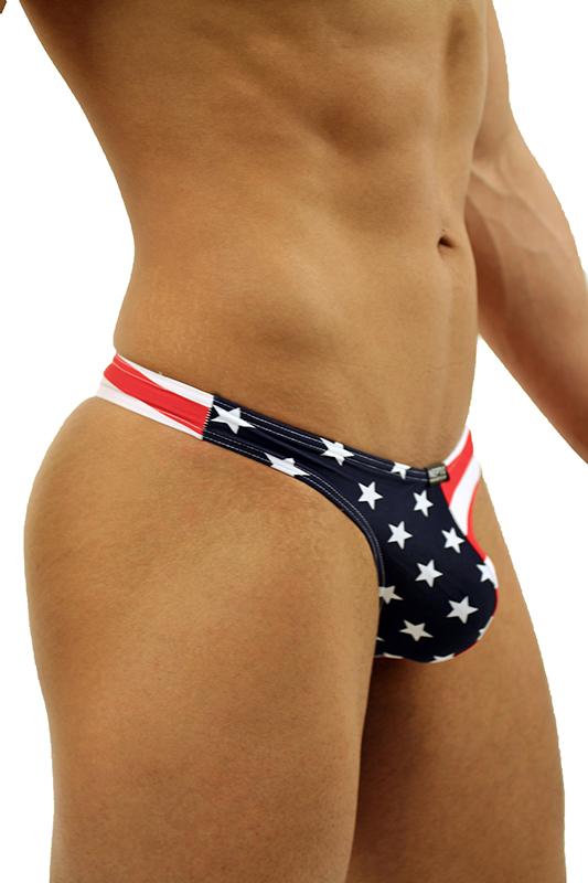 Neptio's American Flag Thong Swimsuit for Men Patriotic Style