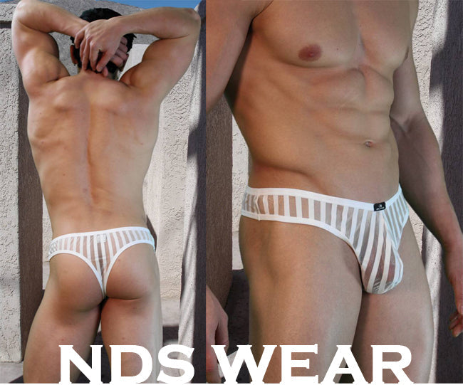Shop Leo Sheer Stripe Thong - A Stylish and Comfortable Addition to Your Lingerie Collection-Mens Thong-Nds Wear-Small-Black-NDS WEAR