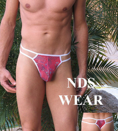 Shop Sheer Paisley Red Thong - A Delicate and Alluring Addition to Your Lingerie Collection-Mens Thong-NDS WEAR-NDS WEAR