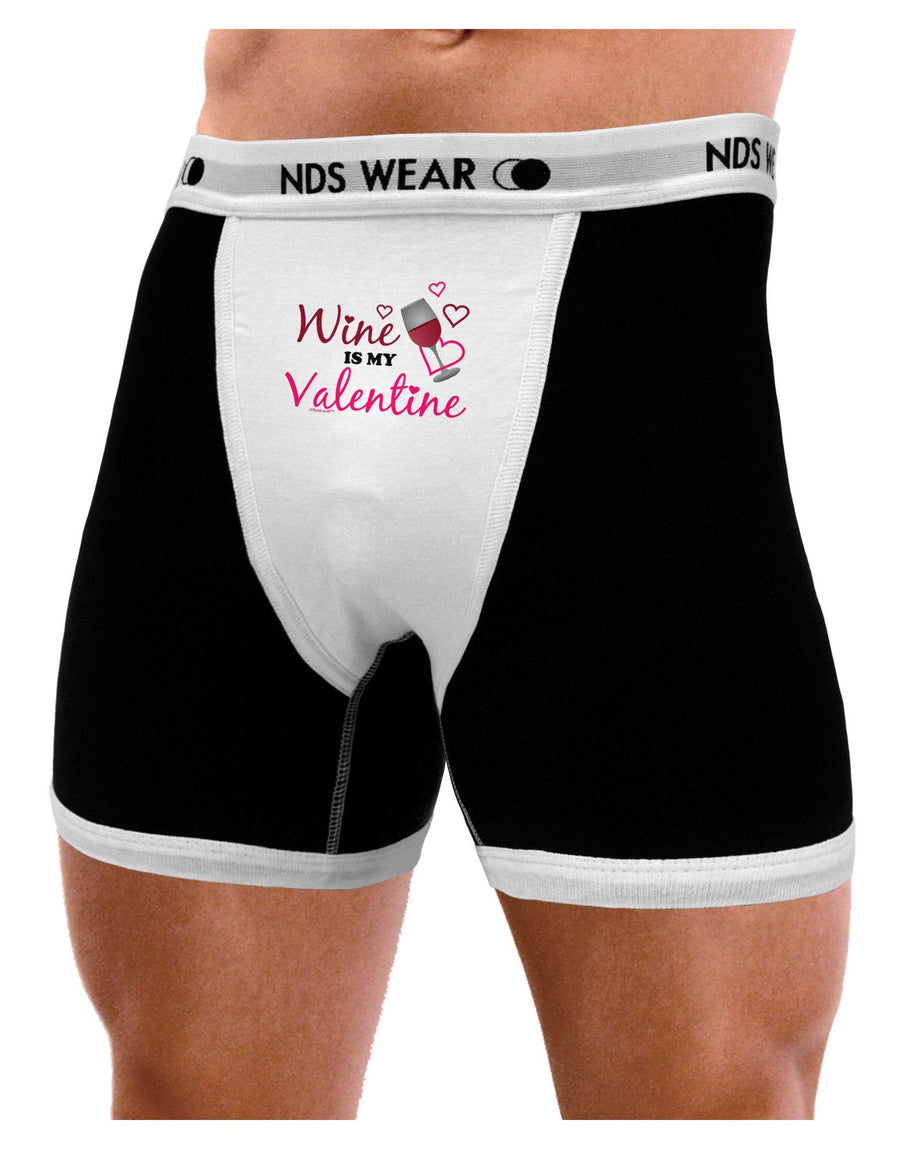 TooLoud Wine Is My Valentine Mens Boxer Brief Underwear-Boxer Briefs-NDS Wear-Black-with-White-Small-NDS WEAR