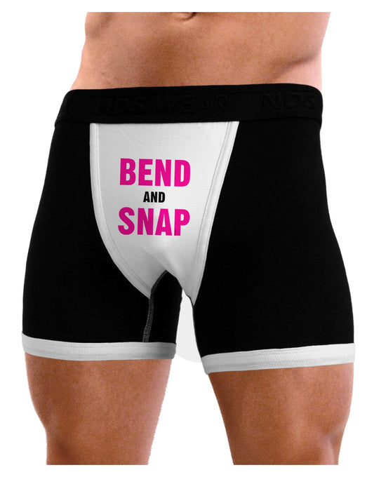 Bend and Snap Pink Text Mens Boxer Brief Underwear-Boxer Briefs-NDS Wear-Black-with-White-Small-NDS WEAR