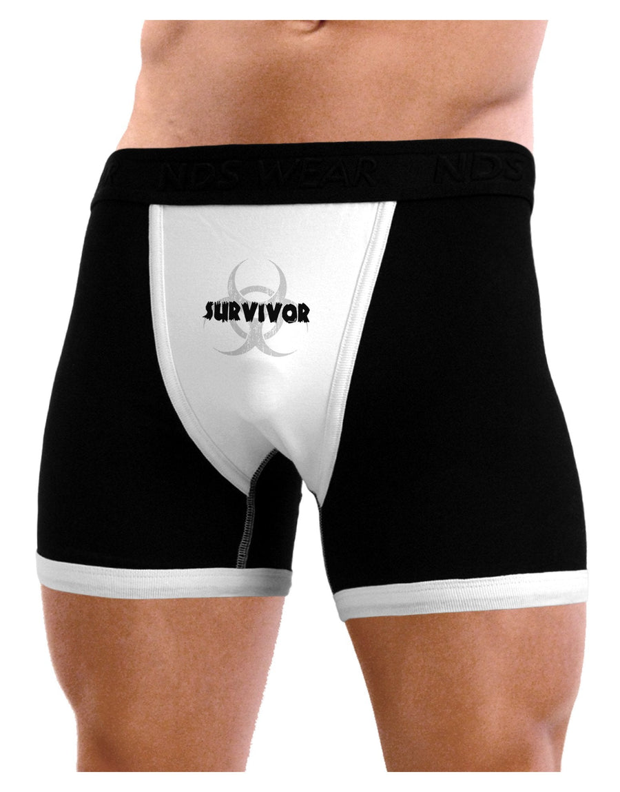 Biohazard Survivor - Zombie Apocalypse Mens Boxer Brief Underwear-Boxer Briefs-NDS Wear-Black-with-White-Small-NDS WEAR