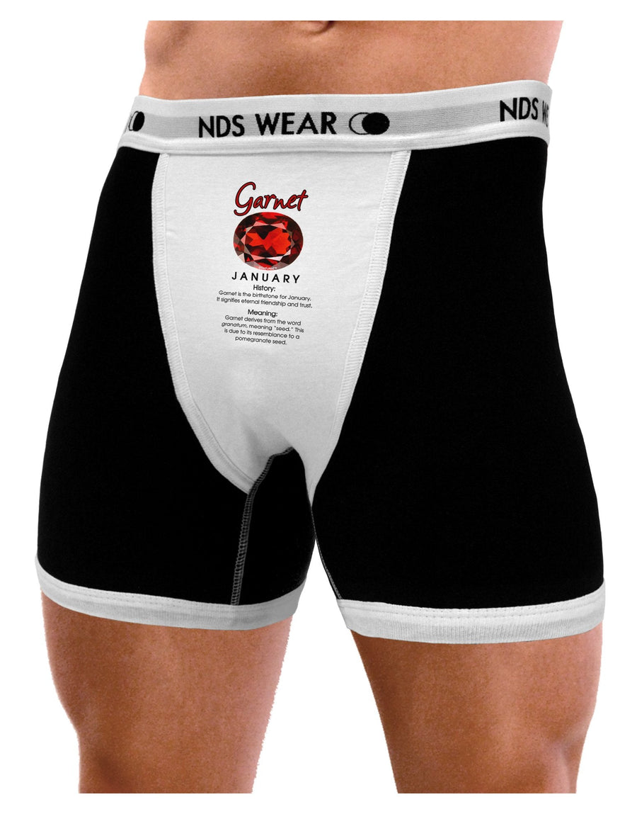 Birthstone Garnet Mens Boxer Brief Underwear-Boxer Briefs-NDS Wear-Black-with-White-Small-NDS WEAR