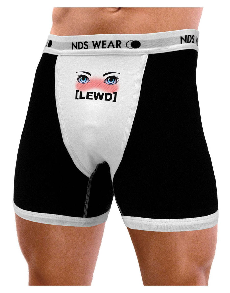 Blushing Anime Eyes Lewd Mens Boxer Brief Underwear-Boxer Briefs-NDS Wear-Black-with-White-XXX-Large-NDS WEAR