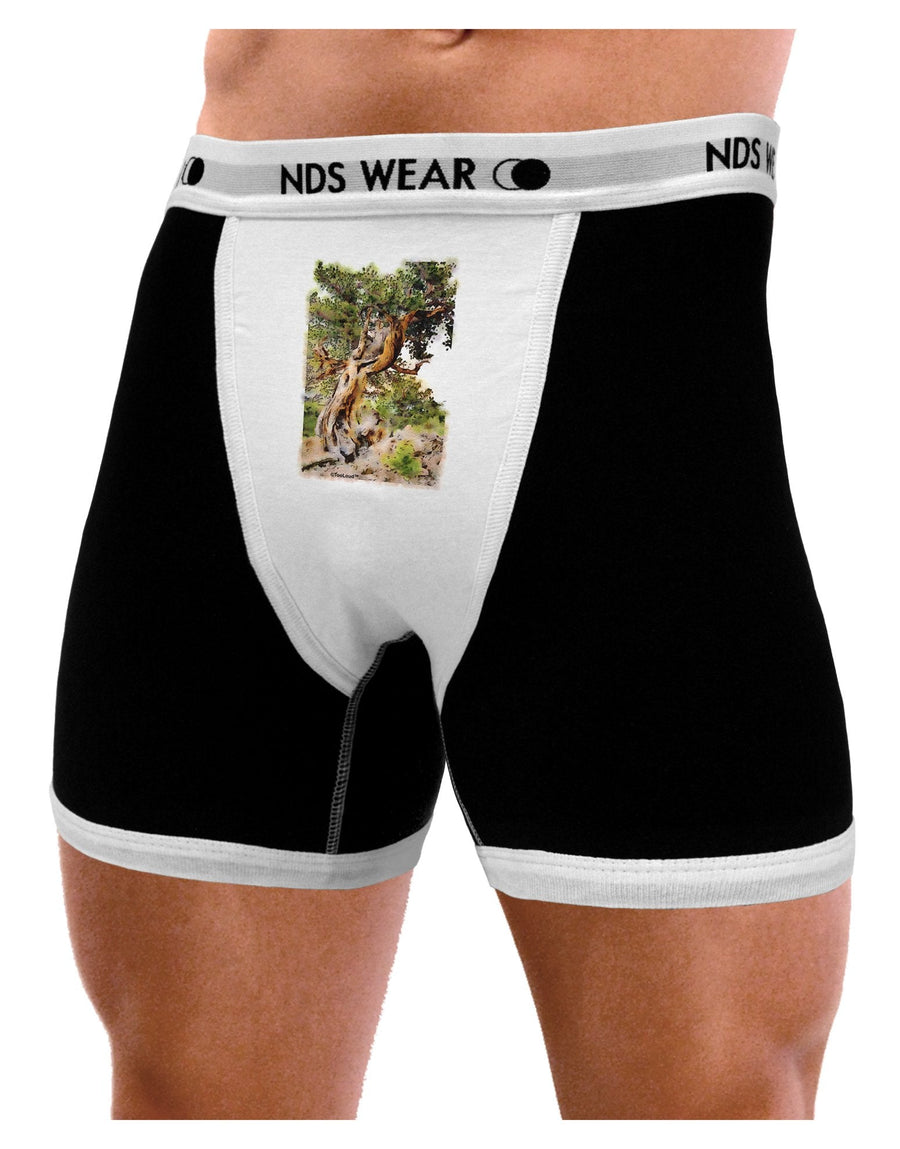 Bristlecone Pines Mens Boxer Brief Underwear-Boxer Briefs-NDS Wear-Black-with-White-Small-NDS WEAR