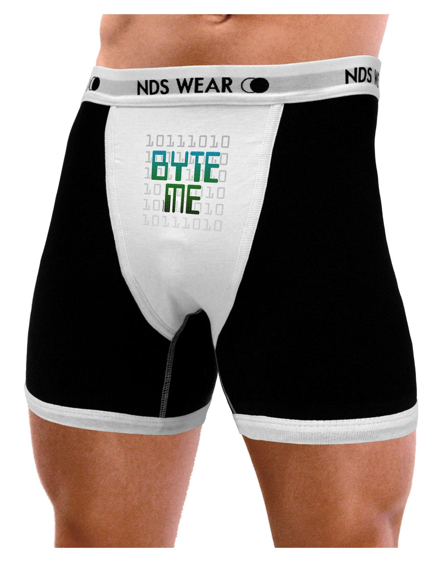 Byte Me Mens Boxer Brief Underwear-Boxer Briefs-NDS Wear-Black-with-White-Small-NDS WEAR