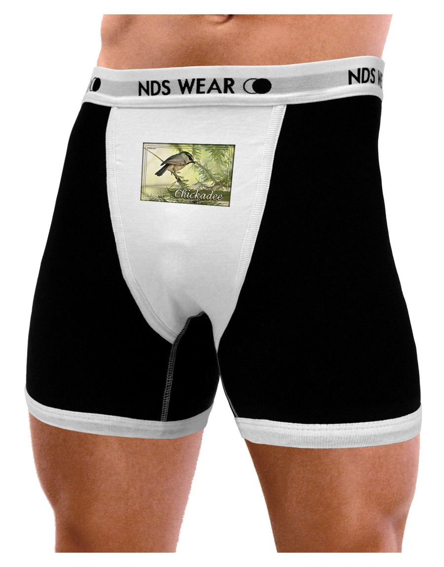 CO Chickadee with Text Mens Boxer Brief Underwear-Boxer Briefs-NDS Wear-Black-with-White-Small-NDS WEAR