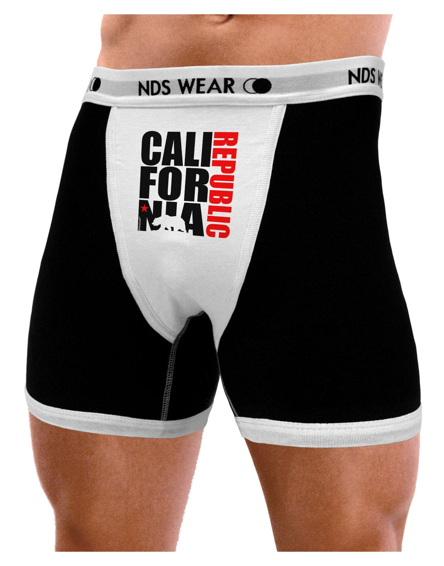 California Republic Design - California Red Star and Bear Mens Boxer Brief Underwear by TooLoud-Boxer Briefs-NDS Wear-Black-with-White-Small-NDS WEAR