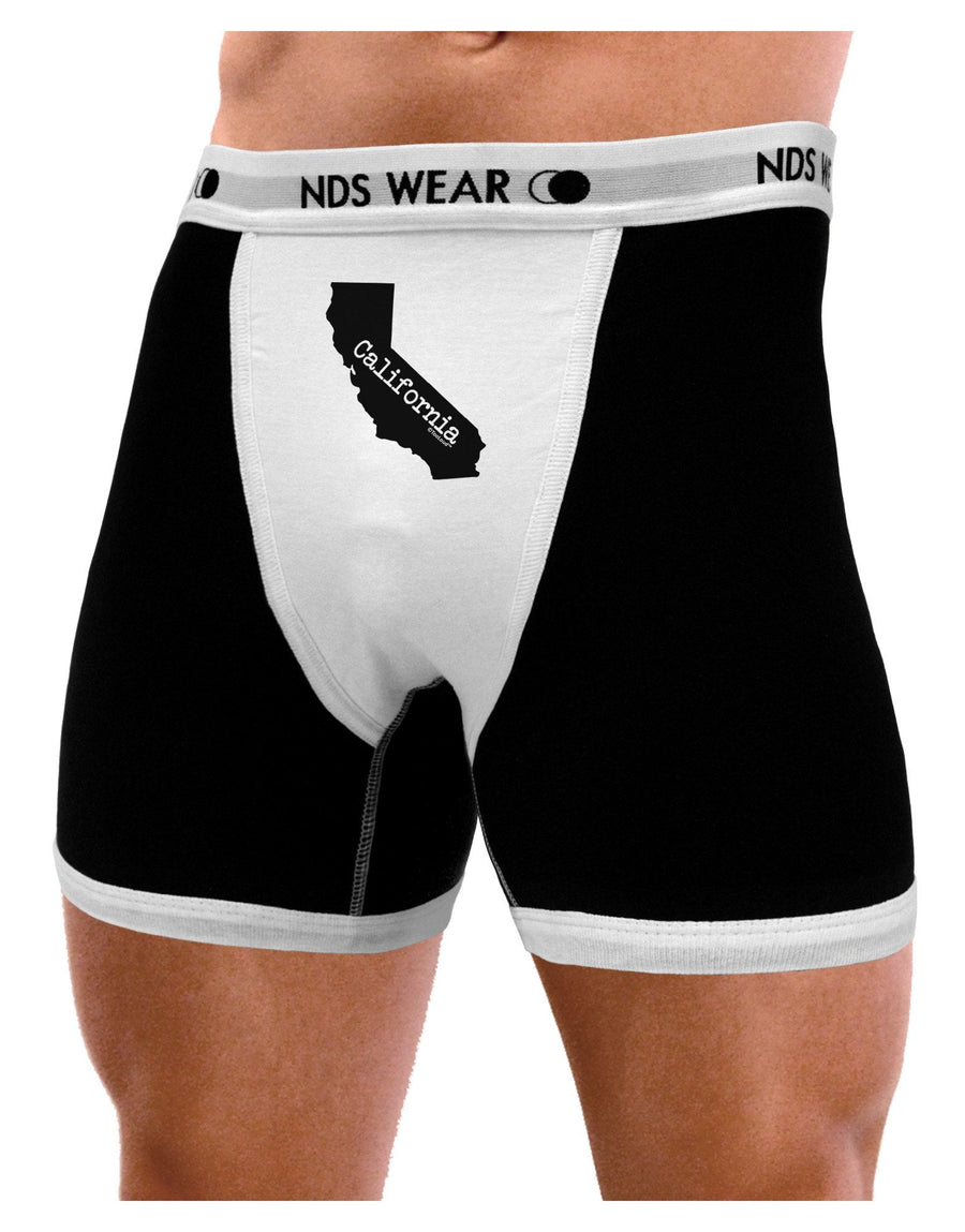 California - United States Shape Mens Boxer Brief Underwear by TooLoud-Boxer Briefs-NDS Wear-Black-with-White-Small-NDS WEAR