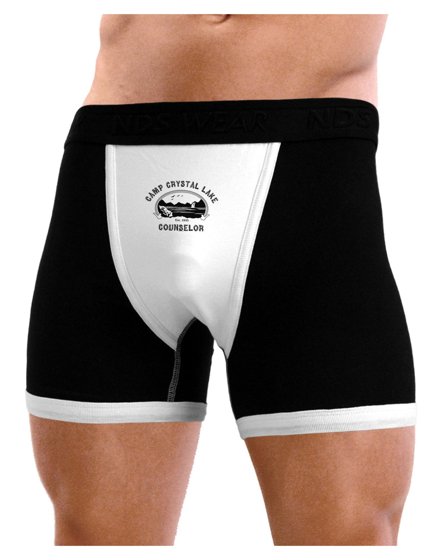 Camp Crystal Lake Counselor - Friday 13 Mens Boxer Brief Underwear-Boxer Briefs-NDS Wear-Black-with-White-Small-NDS WEAR