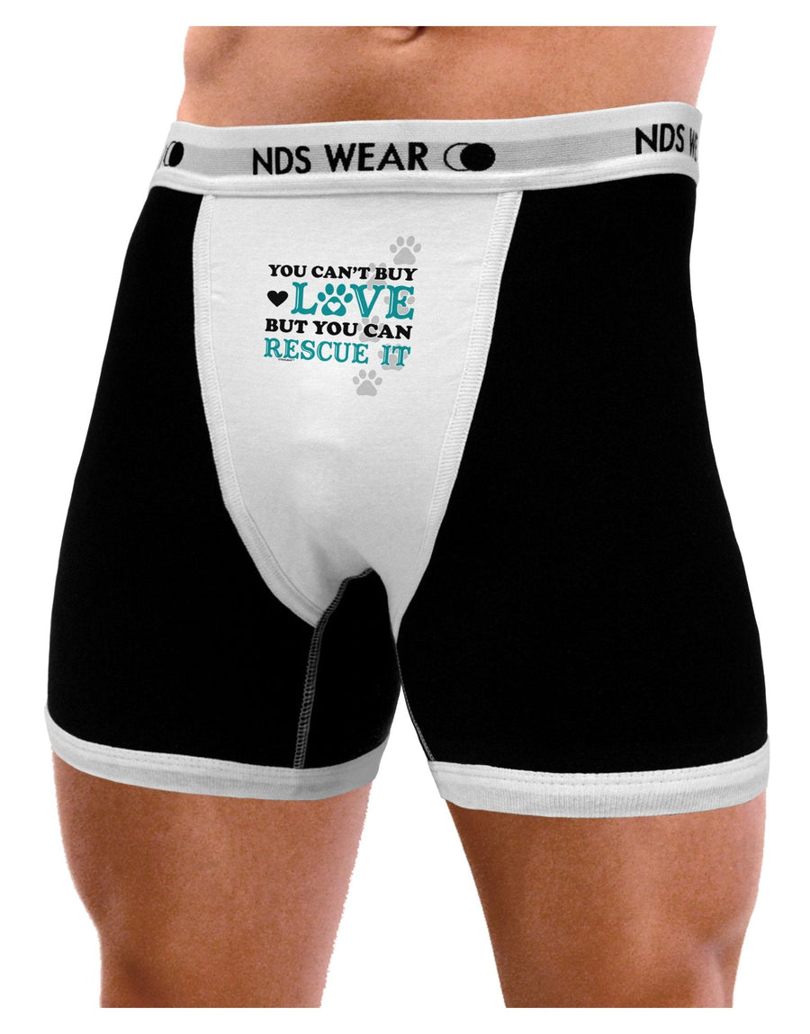 Can't Buy Love Rescue It Mens Boxer Brief Underwear-Boxer Briefs-NDS Wear-Black-with-White-Small-NDS WEAR