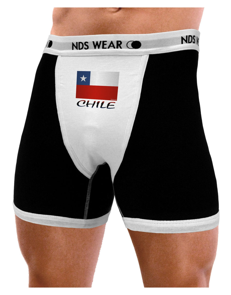 Chile Flag Mens Boxer Brief Underwear-Boxer Briefs-NDS Wear-Black-with-White-Small-NDS WEAR