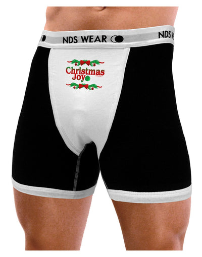 Christmas Joy Color Mens Boxer Brief Underwear-Boxer Briefs-NDS Wear-Black-with-White-Small-NDS WEAR