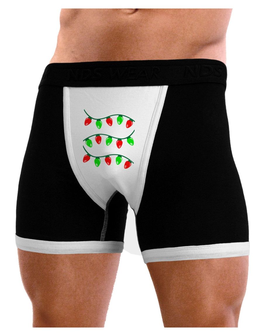 Christmas Lights Red and Green Mens Boxer Brief Underwear-Boxer Briefs-NDS Wear-Black-with-White-Small-NDS WEAR