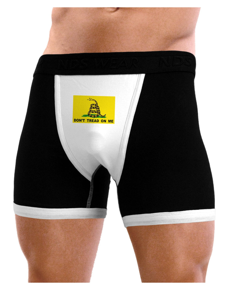 Classic Gadsden Flag Don&#8216;t Tread On Me Mens Boxer Brief Underwear-Boxer Briefs-NDS Wear-Black-with-White-Small-NDS WEAR