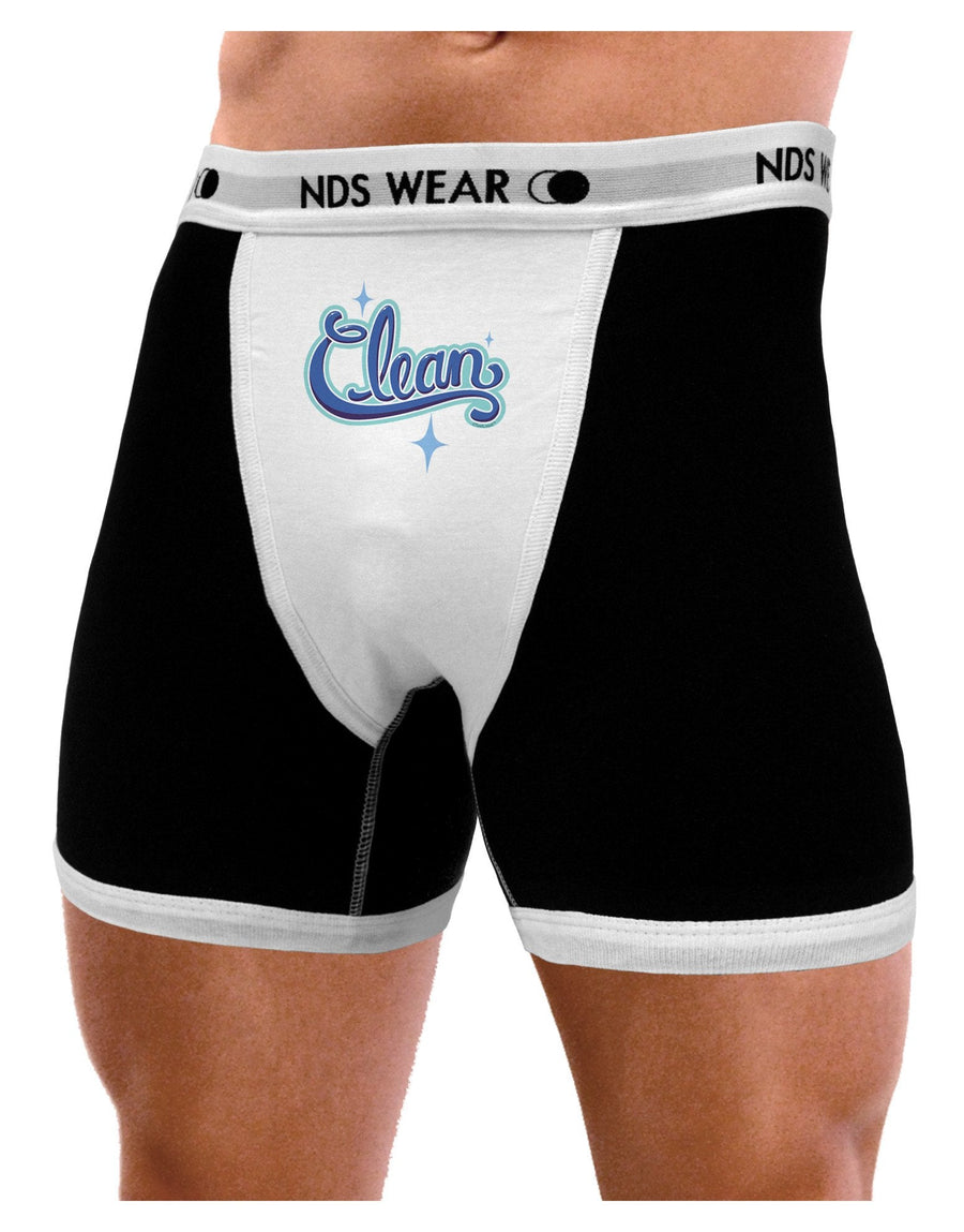 Clean Text Mens Boxer Brief Underwear-Boxer Briefs-NDS Wear-Black-with-White-Small-NDS WEAR