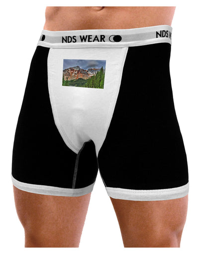 Colorado Mountains Forrest Mens Boxer Brief Underwear-Boxer Briefs-NDS Wear-Black-with-White-Small-NDS WEAR