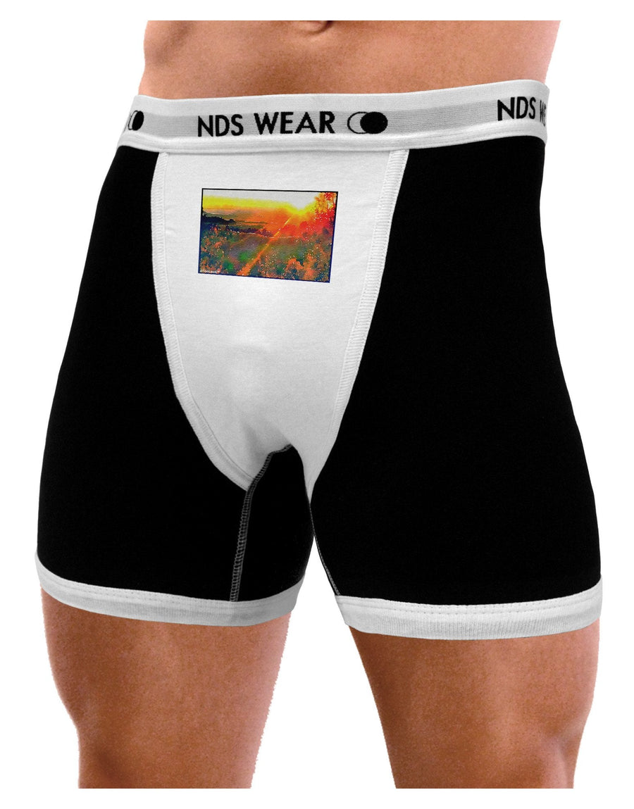 Colorado Sunset Watercolor Mens Boxer Brief Underwear-Boxer Briefs-NDS Wear-Black-with-White-Small-NDS WEAR