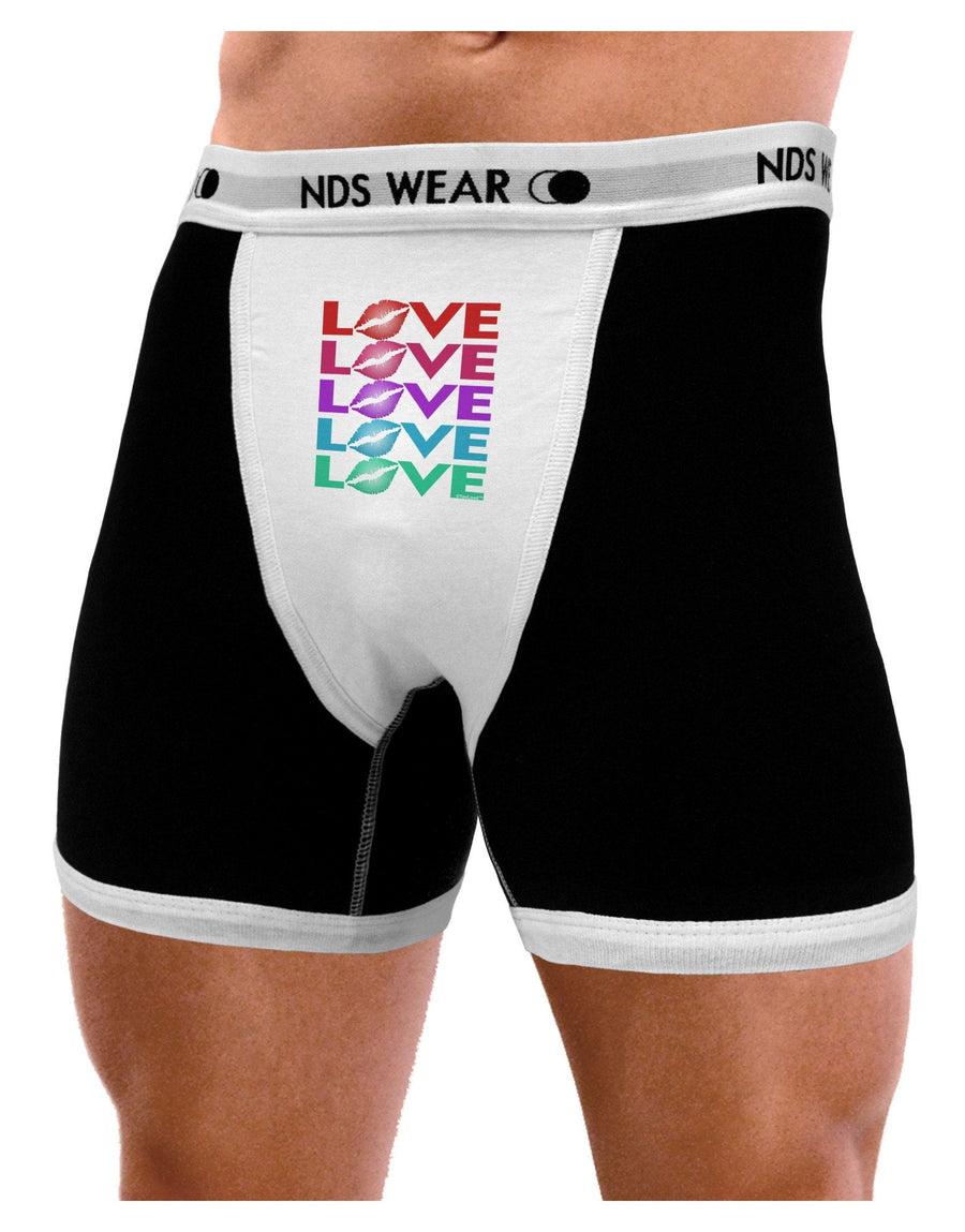 Colorful Love Kisses Mens Boxer Brief Underwear-Boxer Briefs-NDS Wear-Black-with-White-Small-NDS WEAR