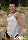 Contrast Square Tank Top By LOBBO-NDS Wear-Lobbo-Small-White/Turquoise-NDS WEAR