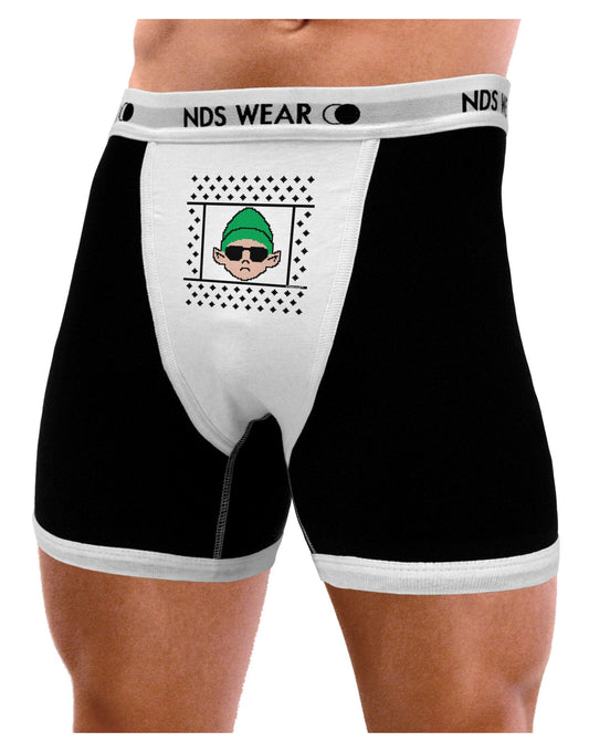 Cool Elf Christmas Sweater Mens Boxer Brief Underwear-Boxer Briefs-NDS Wear-Black-with-White-Small-NDS WEAR