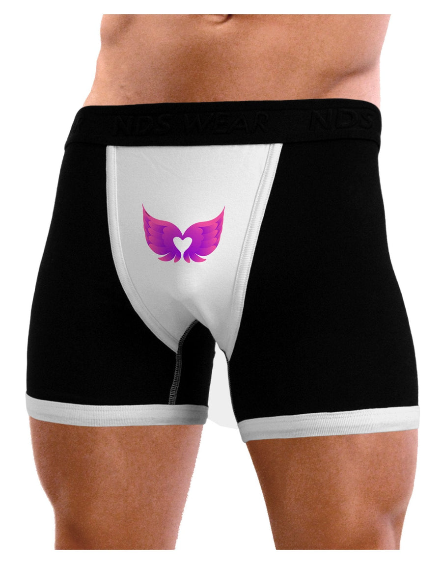 Cute Angel Wings Pair Heart Mens Boxer Brief Underwear-Boxer Briefs-NDS Wear-Black-with-White-Small-NDS WEAR