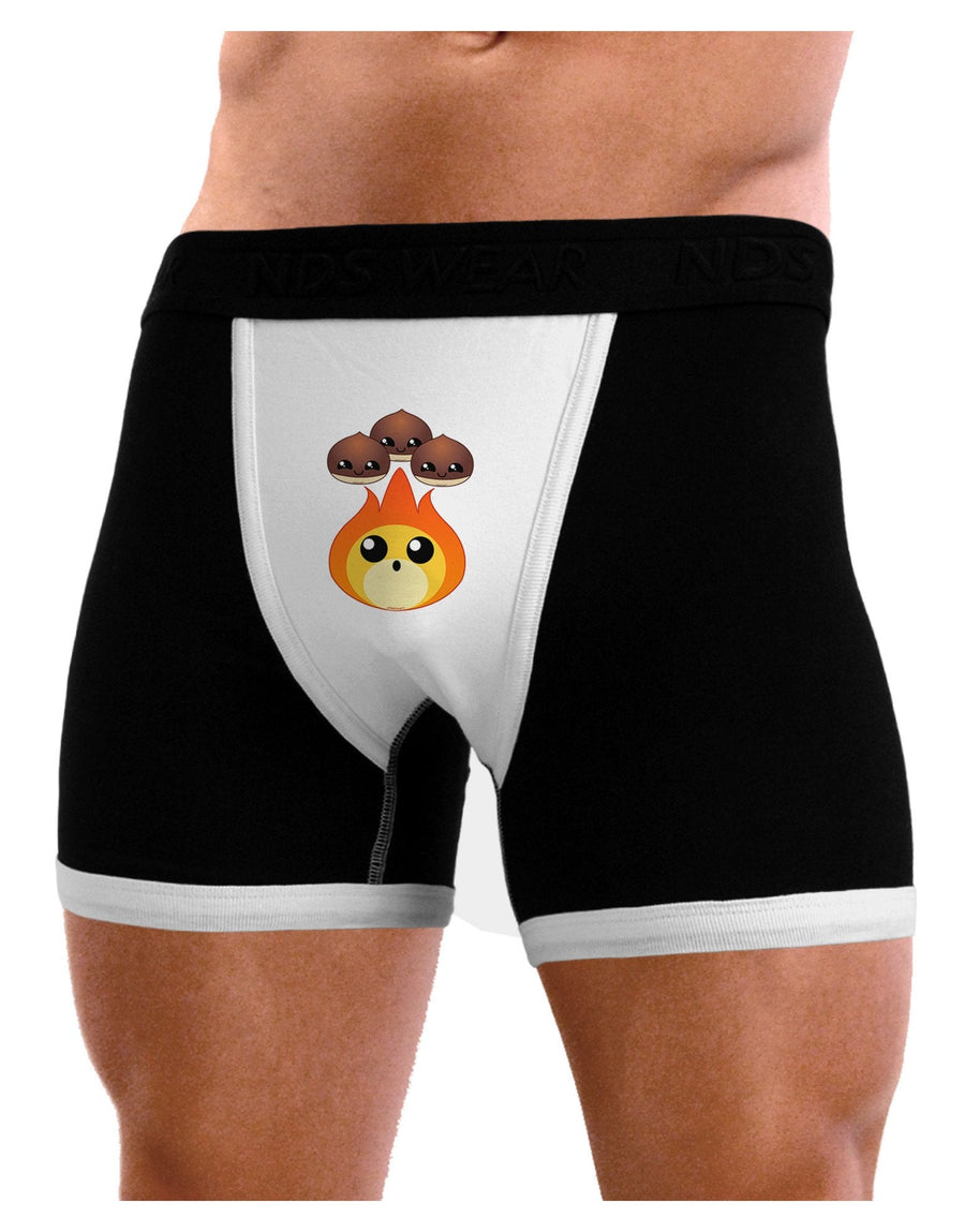 Cute Chestnuts Roasting - Christmas Mens Boxer Brief Underwear-Boxer Briefs-NDS Wear-Black-with-White-Small-NDS WEAR